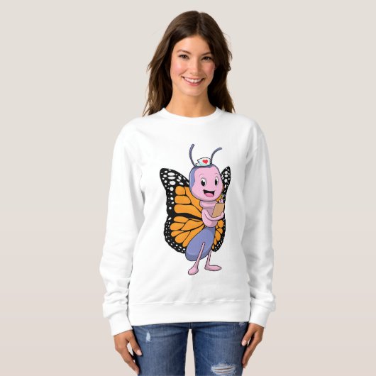 Schmetterling als Krankenschwester Sweatshirt (Vorne ganz)