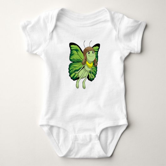 Schmetterling als Pilot mit Pilotenhut Baby Strampler (Vorderseite)