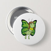 Schmetterling als Pilot mit Pilotenhut Button (Vorne & Hinten)