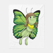 Schmetterling als Pilot mit Pilotenhut Fleecedecke (Vorderseite)