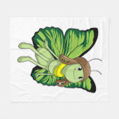 Schmetterling als Pilot mit Pilotenhut Fleecedecke (Vorderseite (Horizontal))