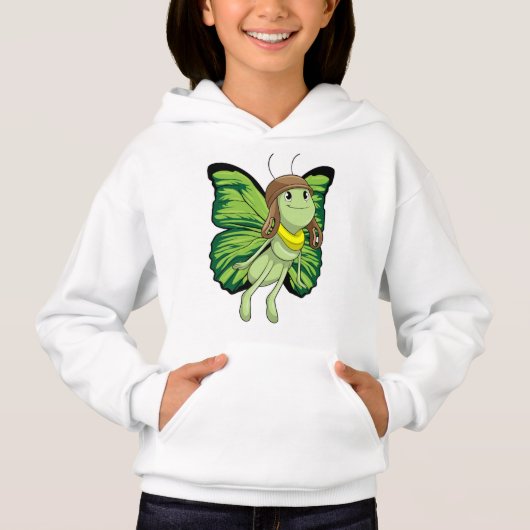 Schmetterling als Pilot mit Pilotenhut Hoodie (Vorderseite)