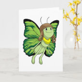 Schmetterling als Pilot mit Pilotenhut Karte (Gelbe Blume)