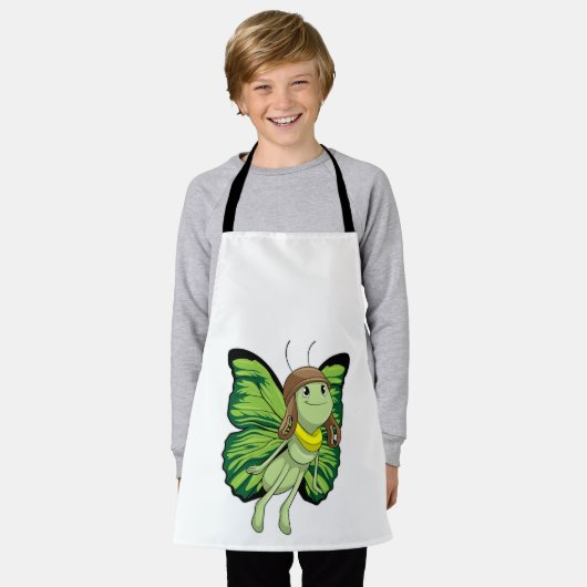 Schmetterling als Pilot mit Pilotenhut Schürze (Getragen)