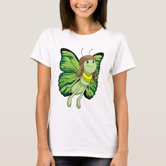 Schmetterling als Pilot mit Pilotenhut T-Shirt (Vorderseite)