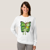 Schmetterling als Pilot mit Pilotenhut T-Shirt (Vorne ganz)