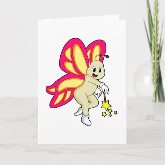 Schmetterling als Zauberer mit Zauberstab Karte (Vorderseite)