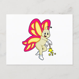 Schmetterling als Zauberer mit Zauberstab Postkarte