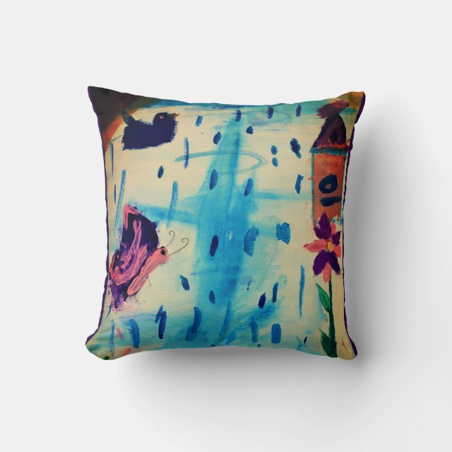 Schmetterling am Regentag Kissen (Vorderseite)