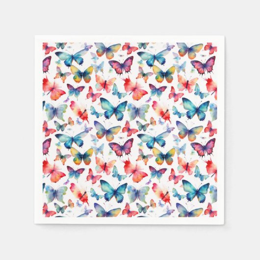 Schmetterling Aquarell Bunt Sommer Muster Serviette (Vorderseite)
