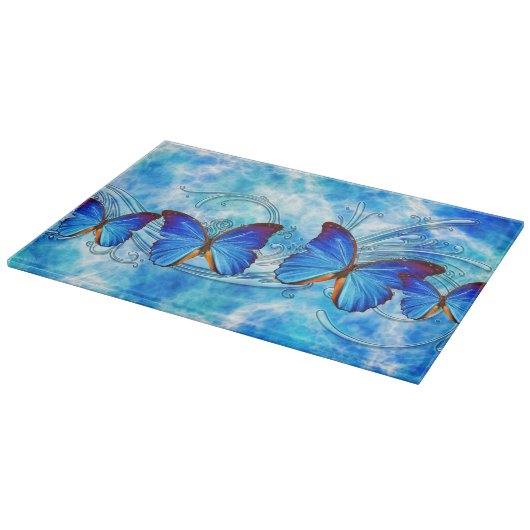 Schmetterling Art 37 Dekorative Glasschneidplatte Schneidebrett (Ecke)