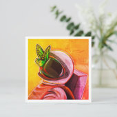 Schmetterling auf Astronaut - Mini Print (Stehend Vorderseite)