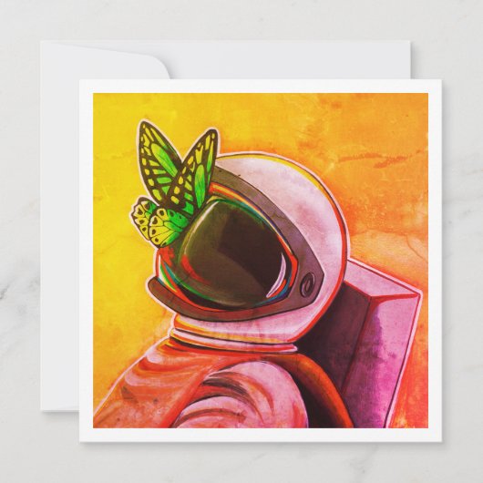 Schmetterling auf Astronaut - Mini Print (Vorderseite)