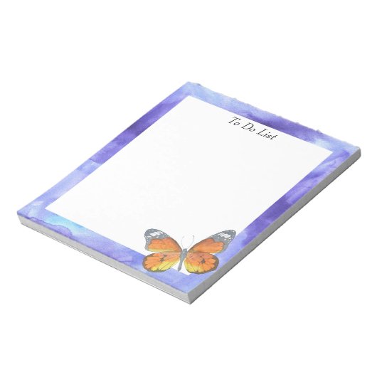 Schmetterling auf blauem Wasser Notizblock (Rotiert)