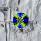 Schmetterling auf blaugrünem Regenbogen mit Sterne Button (Beispiel)