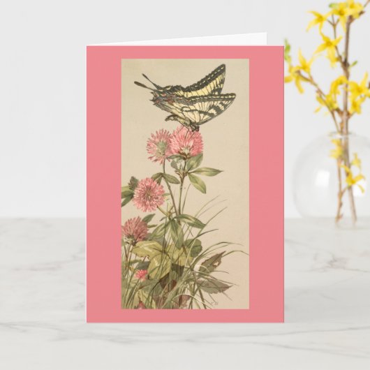 Schmetterling auf Blume Dankeschön Karte (Gelbe Blume)