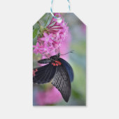 Schmetterling auf Blume Geschenkanhänger (Rückseite)