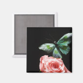 Schmetterling auf Blume Magnet (Vorderseite/Rückseite)