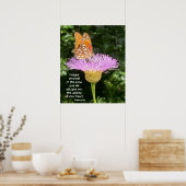 Schmetterling auf Blume mit Vers aus Psalm 37:4 Poster (Küche)