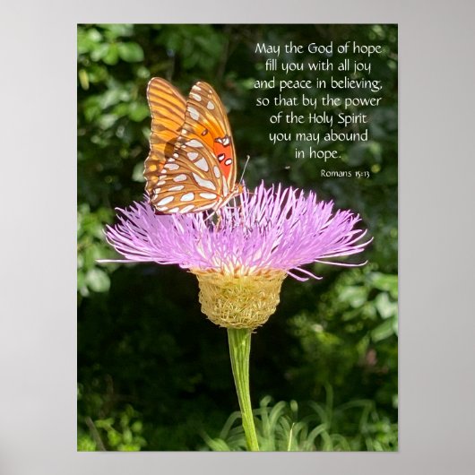 Schmetterling auf Blume mit Vers über Hoffnung und Poster (Vorne)