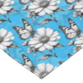 Schmetterling auf Blume Muster Blaues Design Tischdecke (Schrägansicht)