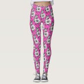 Schmetterling auf Blume Muster rosa Design Leggings (Vorderseite)