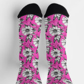 Schmetterling auf Blume Muster rosa Design Socken (Oben)
