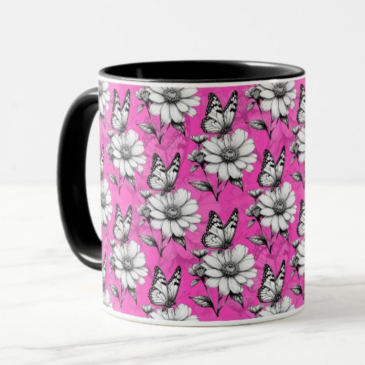 Schmetterling auf Blume Muster rosa Design Tasse