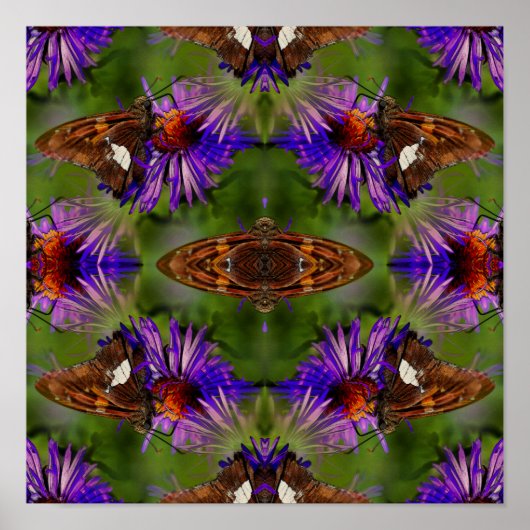 Schmetterling auf Blume Natur Abstrakt Poster (Vorne)