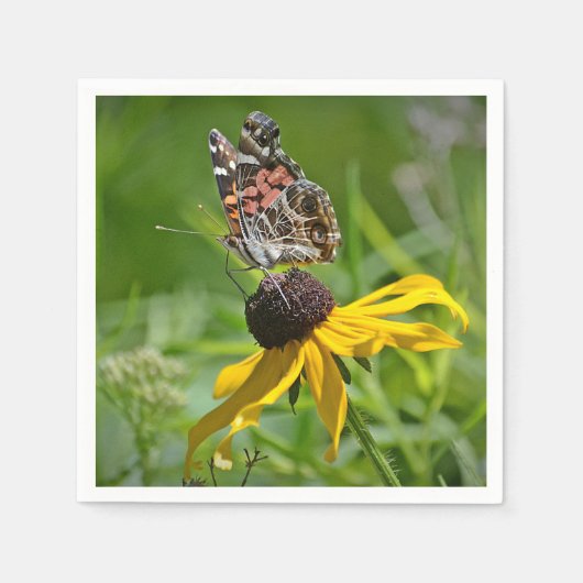 Schmetterling auf Blume Papier Napkin Serviette (Vorderseite)