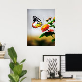 Schmetterling auf Blume Poster (Heimbüro)
