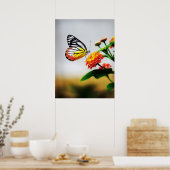 Schmetterling auf Blume Poster (Küche)