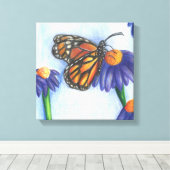 Schmetterling auf Blume überzogene Leinwand (12" x (Insitu (Holzboden))