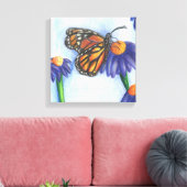 Schmetterling auf Blume überzogene Leinwand (12" x (Insitu (Wohnzimmer))