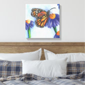 Schmetterling auf Blume überzogene Leinwand (12" x (Insitu (Schlafzimmer))