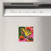Schmetterling auf Blume v22 Magnet (In Situ (Geschirrspüler))