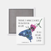 Schmetterling auf Blume, Verse von 2 Korinthen 5:1 Magnet (Vorderseite/Rückseite)