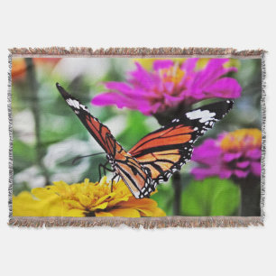 Schmetterling auf Blumen #2 Decke
