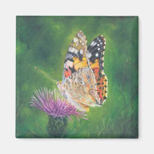 Schmetterling auf dem Kühlschrankmagnet Thistle