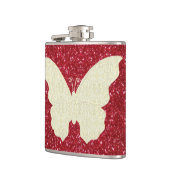 Schmetterling auf dem roten Glitzer Flachmann (Links)