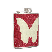 Schmetterling auf dem roten Glitzer Flachmann (Rechts)