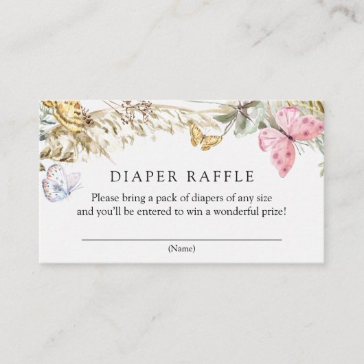 Schmetterling auf dem Weg Boho Diaper Raffle Umsch Begleitkarte (Vorderseite)