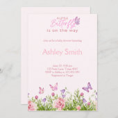 Schmetterling auf dem Weg Floral Girl Dusche Einladung (Vorne/Hinten)