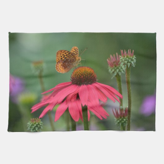 Schmetterling auf der Blume Küchentuch (Horizontal)