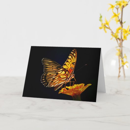 Schmetterling auf der Marigold Scripture Card Isai Karte (Gelbe Blume)