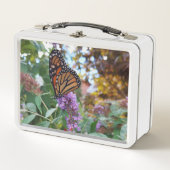 Schmetterling auf der Schmetterlingsmühle Blume Metall Brotdose (Vorderseite)