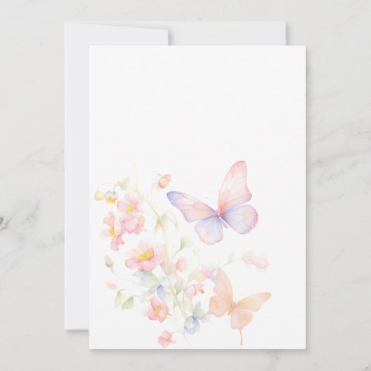 Schmetterling auf der Way Pink Baby Dusche Einladung (Rückseite)