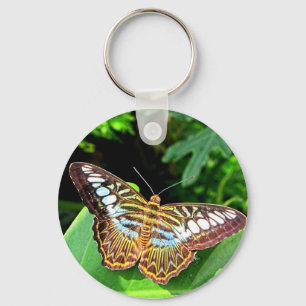 Schmetterling auf einem Blatt Schlüsselanhänger