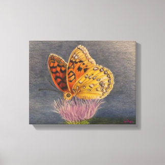 Schmetterling auf einer Distel Leinwanddruck