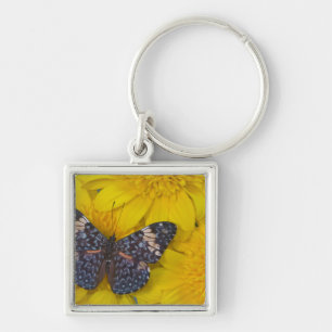 Schmetterling auf einer gelben Blume Schlüsselanhänger